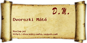 Dvorszki Máté névjegykártya